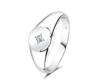 Round Plain Shape with Blink CZ Stone Silver Ring NSR-4042